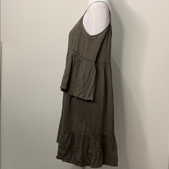 SOPRANO Olive Green Cold Shoulder Boho Dress S - Picture 7 of 11